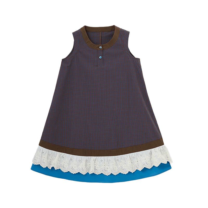 ASK JUNIOR Girls' Summer Plaid Sleeveless A-line Dress