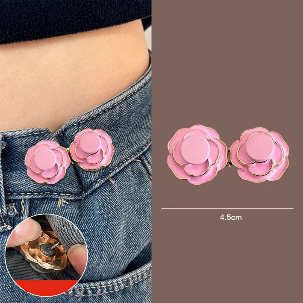 

Camellia Adjustable Waist Clip Detachable Retractable Button DIY Tighten Waist Button Jeans рожевий