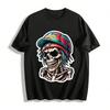 Trendy Street Style Skull With Cap Graphic Casual T-shirt Pure Cotton T-shirt