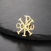 Dawapara Chi Rho Cross Brooch Pins Christogram Greek Symbol Religious Jesus Christian Jewelry Stainless Steel