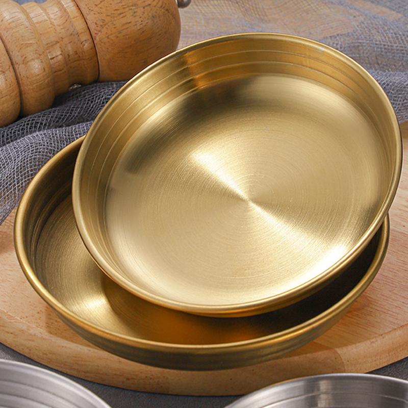 304 Stainless Steel Korean Food Storage Tray Thickened Sauce Dish Snack Pan Kimchi Plate Hot Pot Seasoning Dish Kitchen Utensils