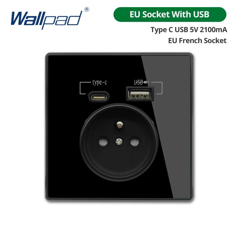 Presa con Interfaccia Tipo-C, Pannello Acrilico Standard EU Francese Standard Tedesco Presa Standard Francese con USB