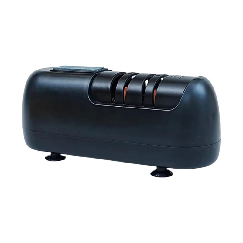 Three-Slot Electric Cutlery Sharpener with Coarse, Fine and Finish Positions for Progressive Kitchen Blade Maintenance
