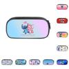 Stitch Pencil Case With Dual Zipper Polyester Storage For Kids And Students