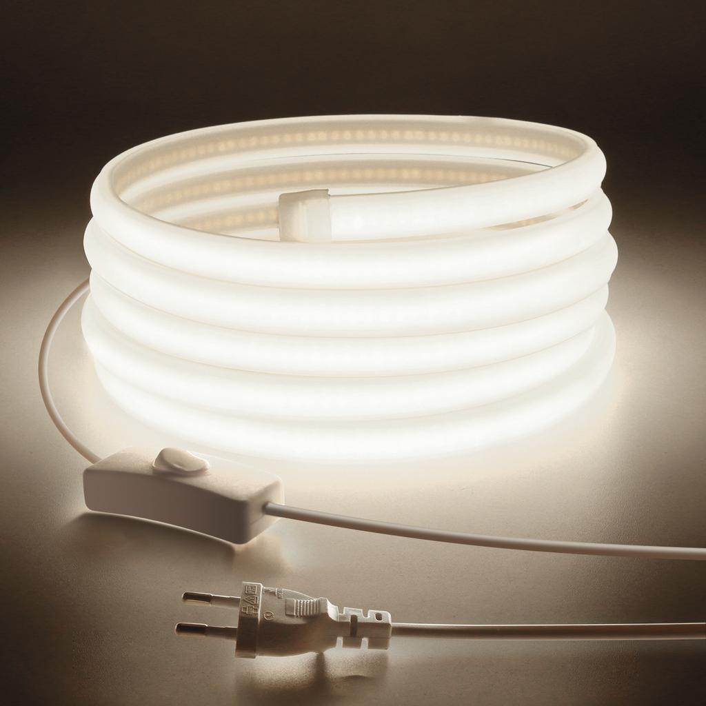 110V 220V Super Bright COB LED Strip with Switch FOB Tape Ribbon EU US Plug 35M 30M 20M 15M 10M 5M Neon Lights For Kitchen Room
