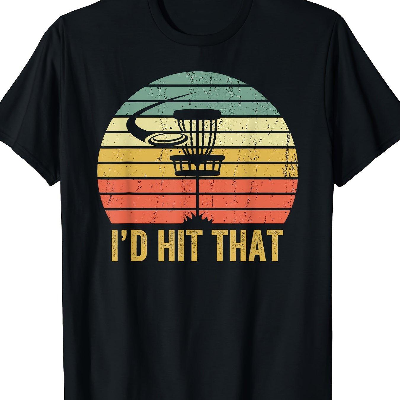 Id Hit That Disc Golf Vintage Retro Sunset Graphic Tee Casual Mens Short Sleeve TShirt S