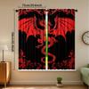 2pcs Bohemian Exotic Dragon Print Curtains - Black with Red & White Dragon Design   Light Filtering Polyester   Rod Pocket for Eas
