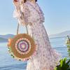 Women Summer Beach Bags Round Straw Woven Tote Bag Weaving Shoulder Bag Large Capacity Ethnic Style Stylish Handbag