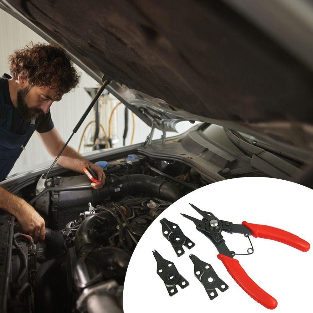 4-in-1 Circlip Plier Carboon Steel Multifunctional Snap Ring Pliers Set Anti Slip Easy To Operate Retaining Ring Pliers