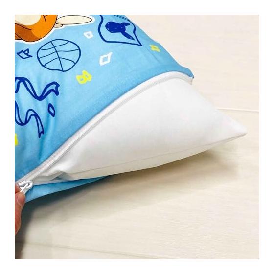 MORIPiLO Children's Pillow Low Pokemon Pikachu Sports Time Blue Approx. 28x39cm Skin-friendly 100% Cotton Fabric Washable with Cover Stuffed Toy