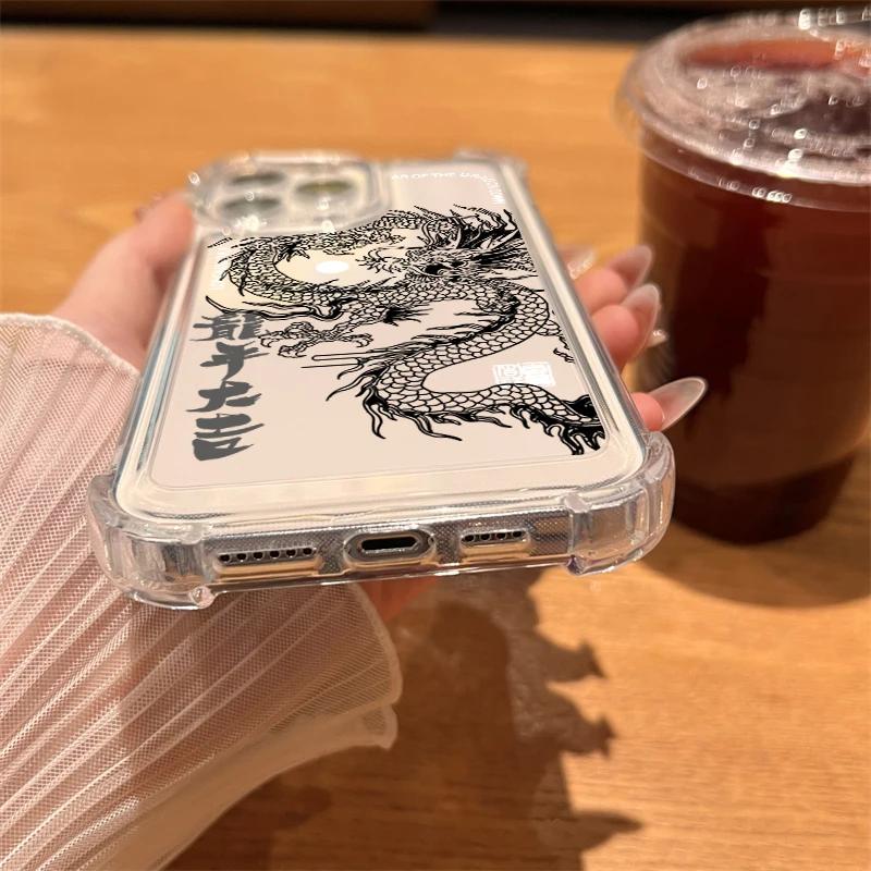 New Cool Dragon Clear Anti-drop Phone Case For iPhone 16 Pro Max 15 14 13 12 11 X XR XS 7 8 16 Plus SE Shockproof Silicone Cover