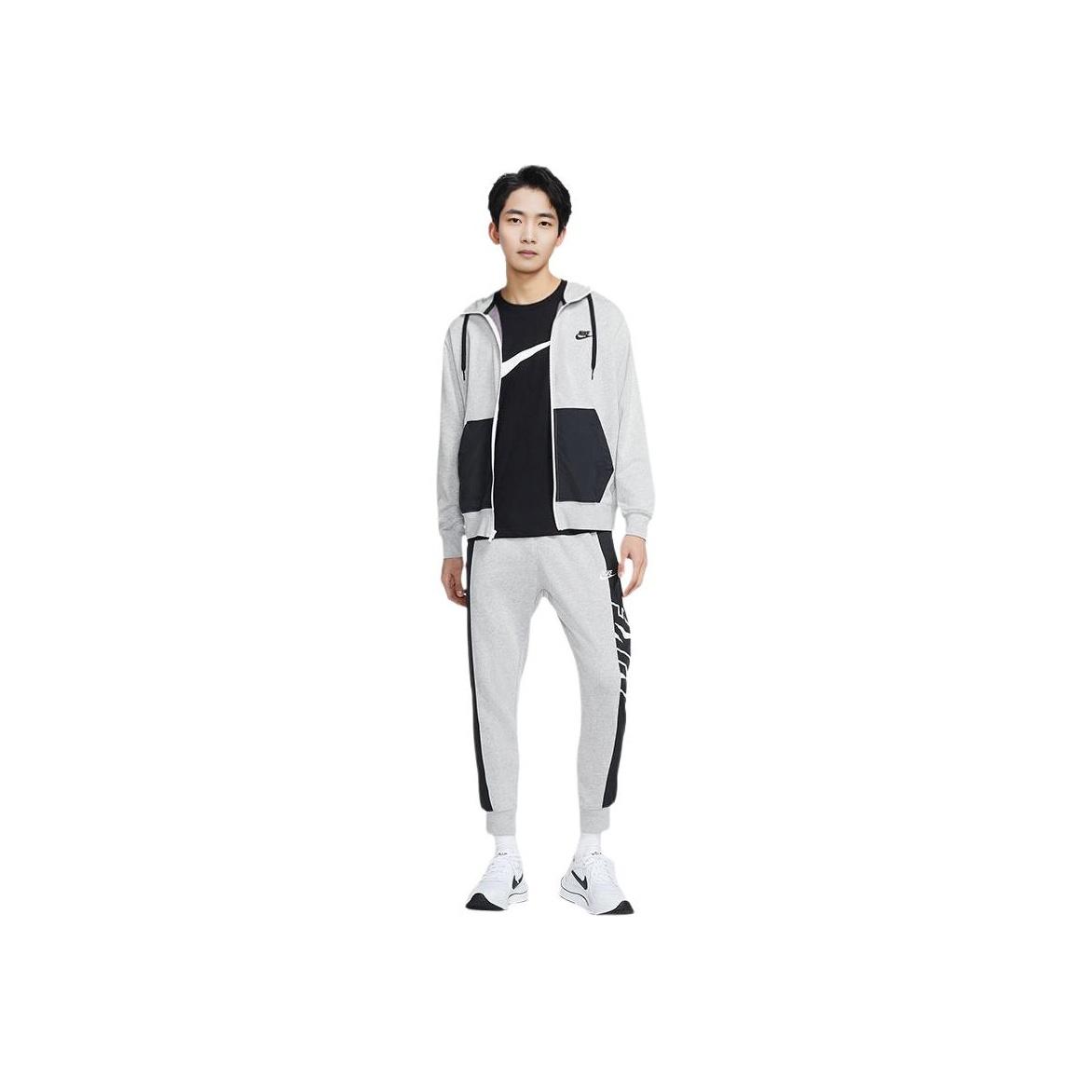 Nike Men's Grey Sportswear Full-Zip Hooded Jacket Sweatshirt Outerwear Mottled- Cz9945-050 Cm