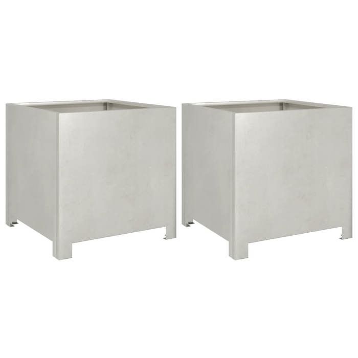 VidaXL Planters 2 Pcs 40x40x40 Cm Stainless Steel, Planter, Patio Planter, Flower Box, Outdoor Planter, 851208