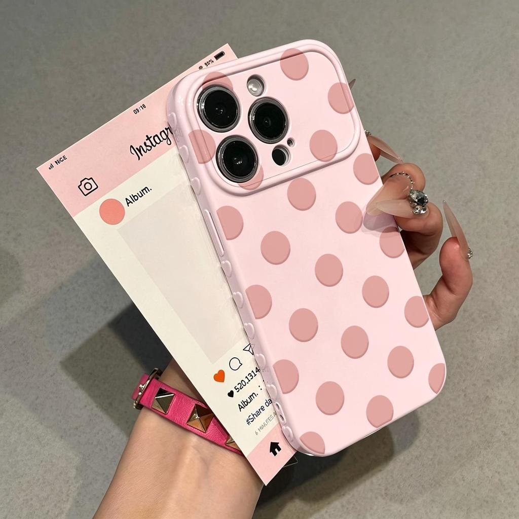 Różowe okrągłe kropki pasują do etui na telefon komórkowy Apple 11promax dla dziewcząt proste Huawei pura11 Xiaomi vivo miękkie etui