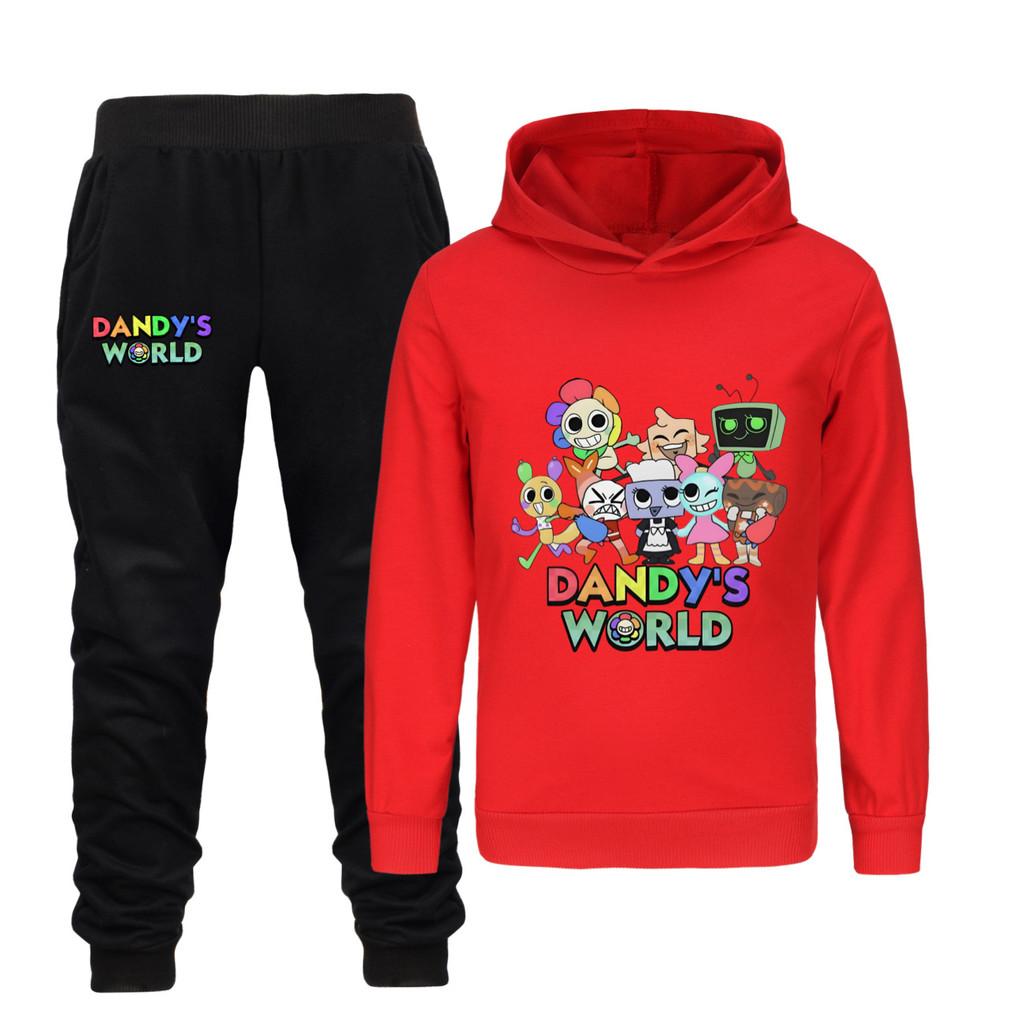 5407 Multi-color Kids Boys Girls Dandy World Printed Hoodies Trousers Clothes Set