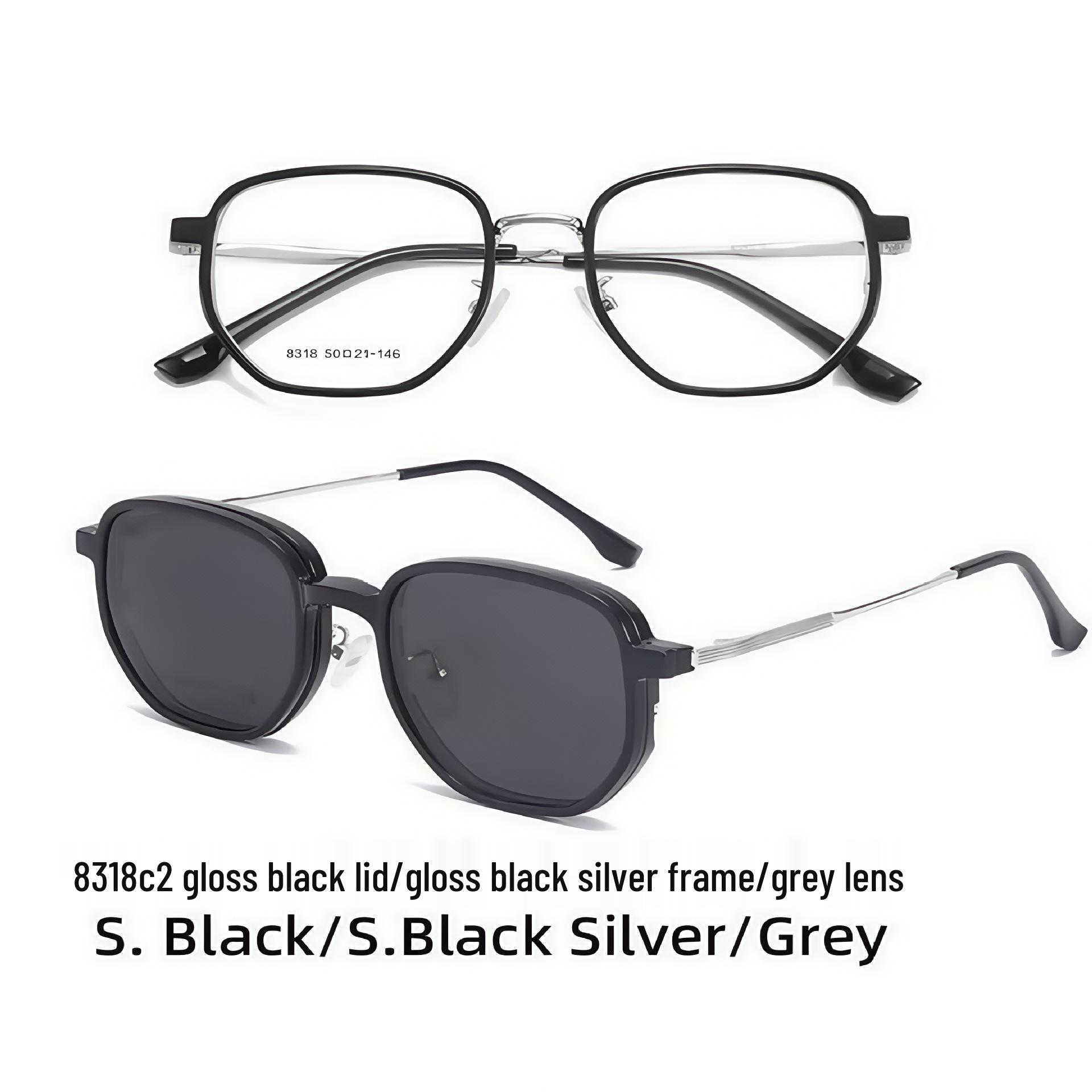 

Поляризованные солнцезащитные очки с розовой магнитной накладкой, круглая металлическая оправа, дужки из листового металла