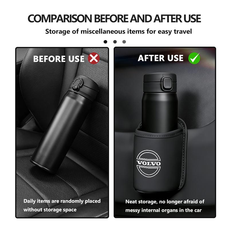 Leather Car Door Water Cup Holder Hang Drink Storage Box For Volvo XC90 V90 V60 V40 S80 S60 S90 C40 XC60 XC40 V70 XC70 NS0