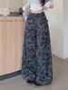 Damen Winterjeans mit hoher Taille und weitem Bein in Camouflage