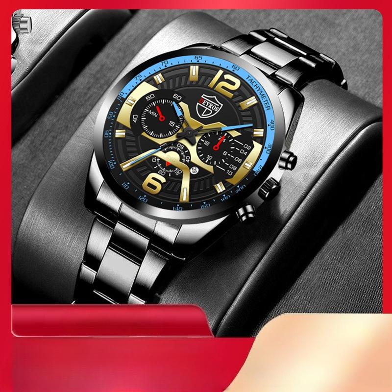 Fashion Men'S Stainless Steel Strap Men'S Watch Student Calendar Electronic Quartz Watch