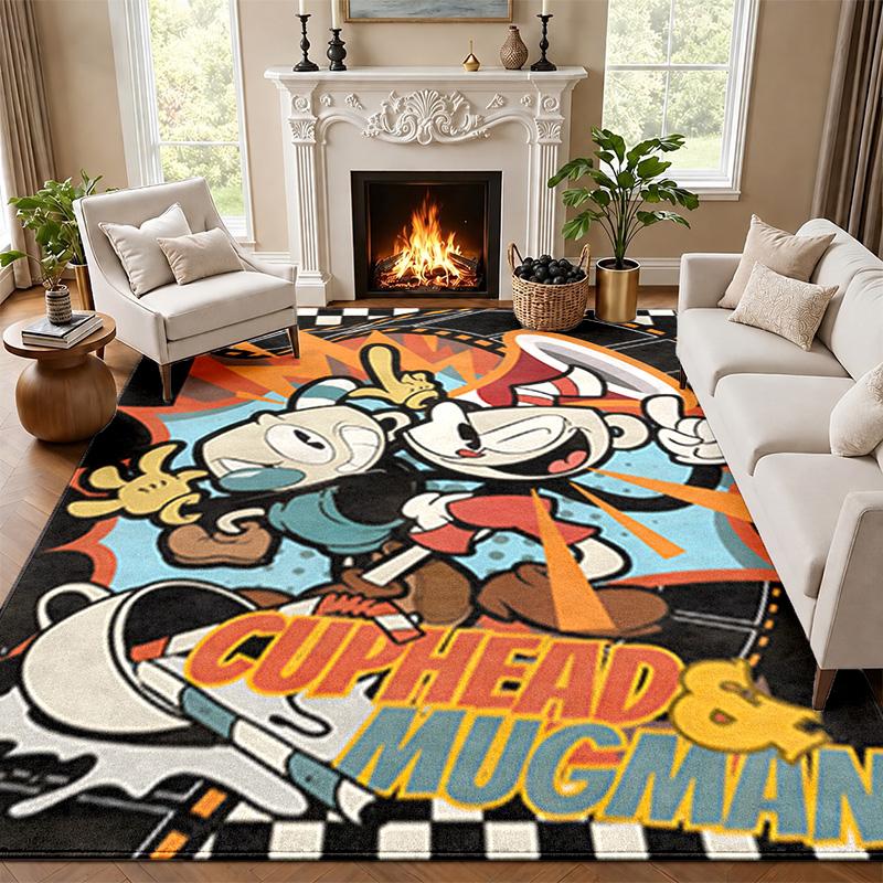Cuphead Carpet Door Mat for Living Room or Bedroom Protective Mat Under Chair Office Decoration Christmas Gift Birthday Present