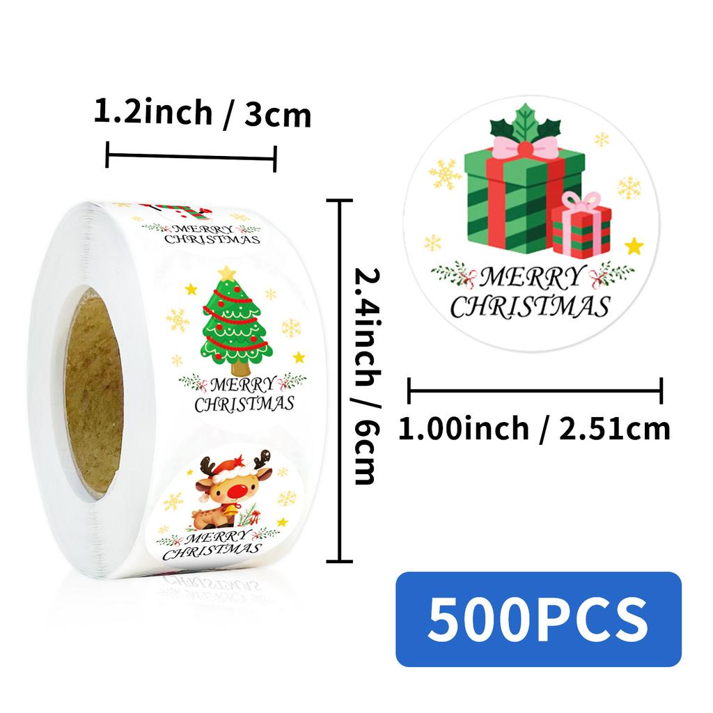 500 Blatt/Rolle Weihnachtsaufkleber Umschlagversiegelung Cartoon DIY Aufkleber Kinder Feiertagsgeschenk Verpackung Rollenaufkleber