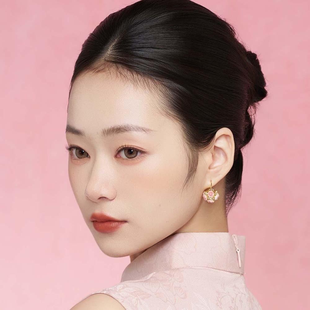 1 pair Shiny Flower Basket Ear Cuff Temperament Sweet Fairy Style Earrings  Birthday