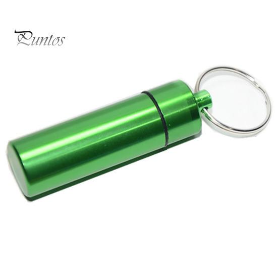 Tragbares, versiegeltes Glas, Schlüsselanhänger, Schraubdeckel, Aluminiumlegierung, wasserdicht, flacher Boden, zum Aufhängen, Mini-Tablet, Pillenaufbewahrung, Flaschenbehälter, Halter, Schlüsselanhänger