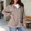 Kadın Astarlı Tam Fermuarlı Kapüşonlu Sweatshirt, Sonbahar Kış İçin Günlük Kapüşonlu Sweatshirt