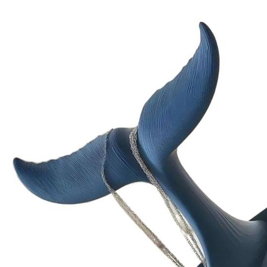 3D Printed Whale Tail Jewelry Organizer, Earring Necklace Display Stand with Ring Tray, Creative Desktop Decor, Elegant Vanity Dresser Accessories