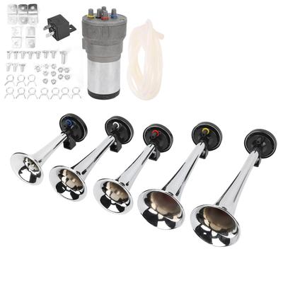 Car 5 Trumpet Set Tune 12V with Compressor Chrome Color Replacement for Trains Ships Vans