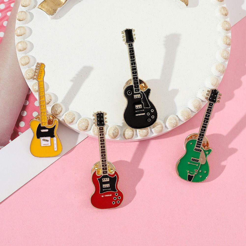 Cartoon Guitar Brooch Funny Guitar Enamel Pins Musical Instrument Guitar Lapel Badge  Gifts