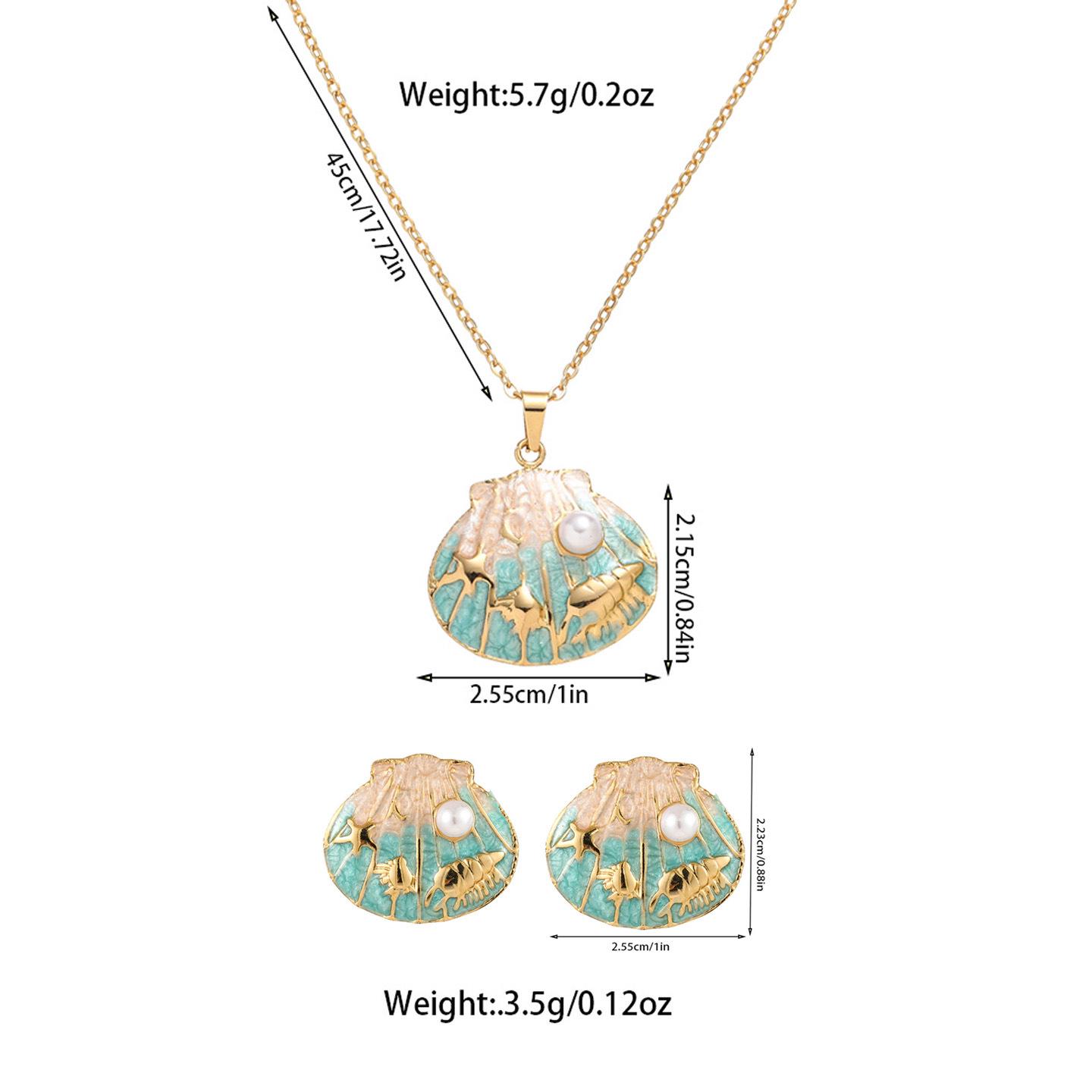 New Ocean Series Shell & Titanium Steel Necklace & Earring Set