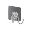 Stainless Steel Punch-Free Double Hook - Adhesive Wall Mount for Kitchen and Bathroom.