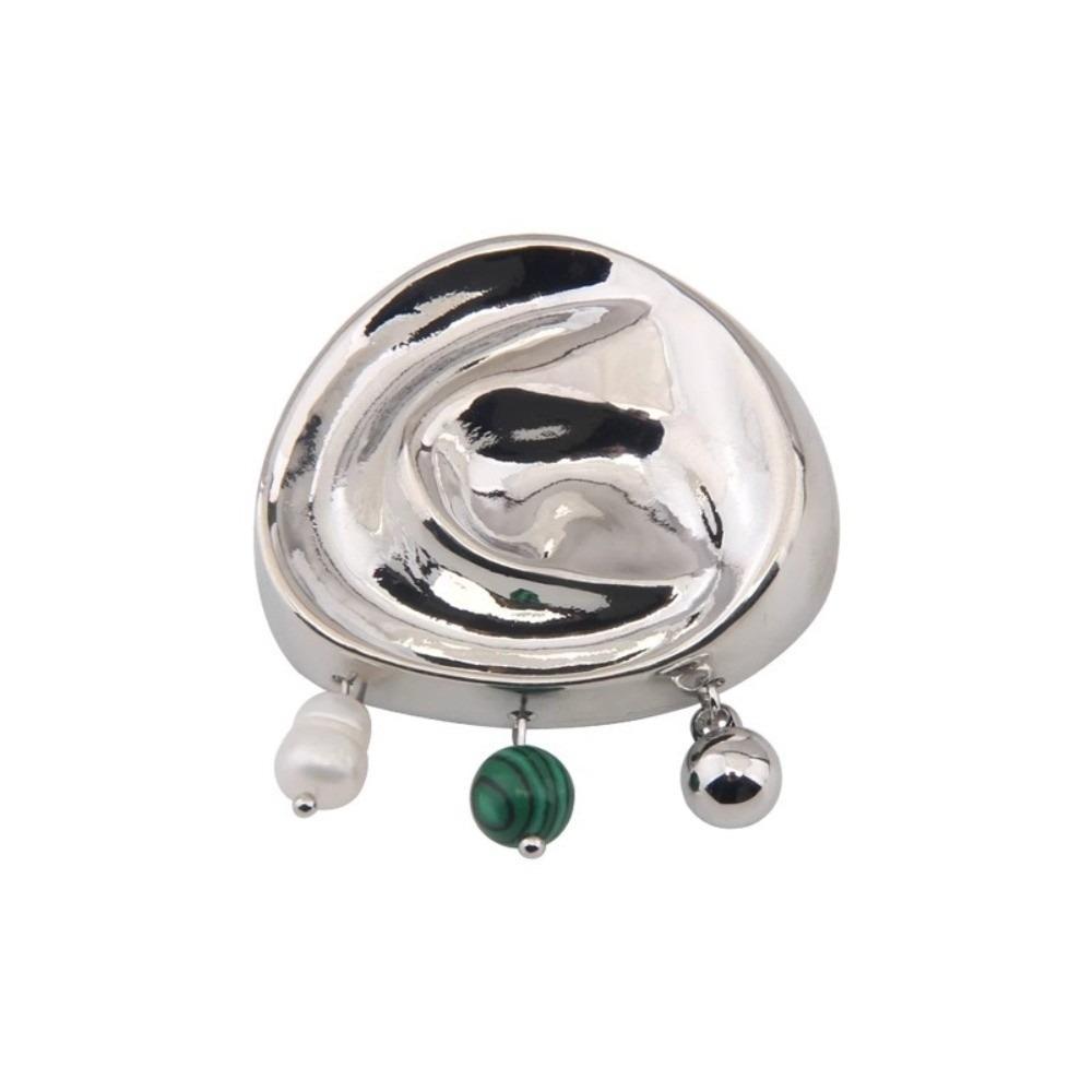 Jewelry Texture Brooch Beads Badge with Pendant Vintage Ruffled Lapel Pin  Daily Wear серебряный