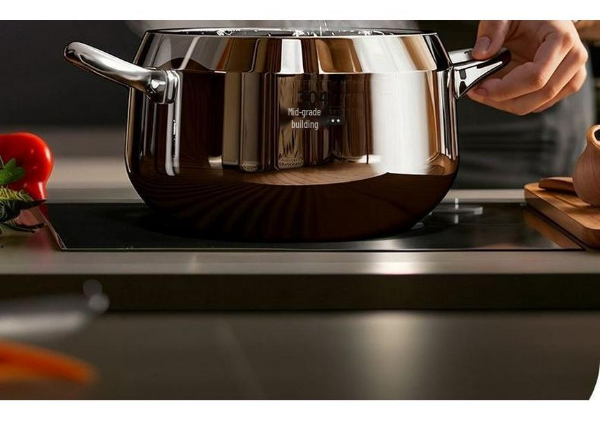 304 Stainless Steel Three-Layer Deep Soup Pot for Induction and Gas Stoves - Ideal for Baby Bottles, Stock, and Porridge.