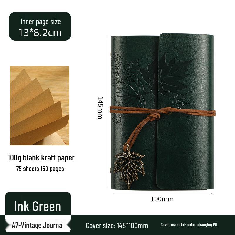Maple Leaf Retro Loose-Leaf Notebook with Customizable Logo and Skin-Feel Cover