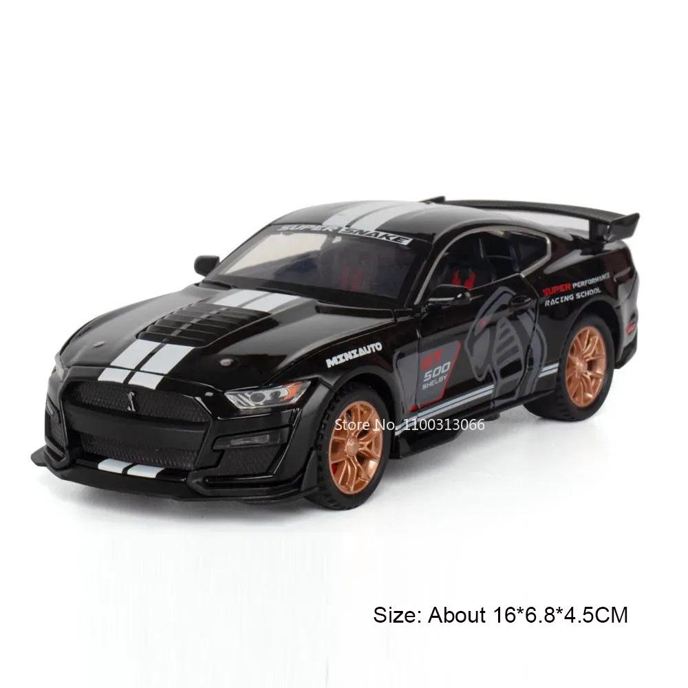1:32 Schaal Mustang Shelby Gt500 Miniatuur Auto's Speelgoed Modellen Legering Diecast Deuren Openbaar Rubberen Banden Terugtrek Decoratie Supercars