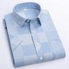 New Summer Men's Printed Plaid Short-Sleeved Shirt for Middle-Aged and Elderly.
