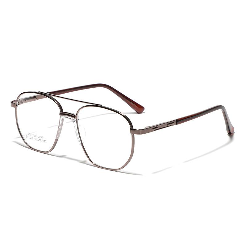 Glasses Double Beam Square Flat Glasses Metal Glasses Saddle Nose Pad Large Frame Glasses Women'S Glasses