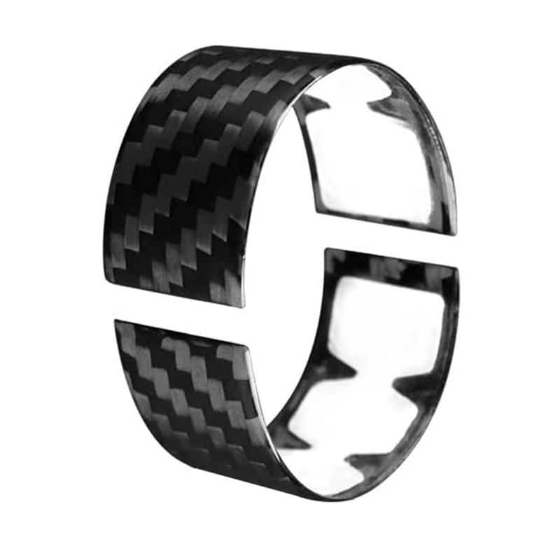 Real Carbon Fiber For Corvette C8 2020-2022 Steering Wheel Decoration Ring Cover Interior Sticker Car Kits (Black) Carbon Fiber Pattern