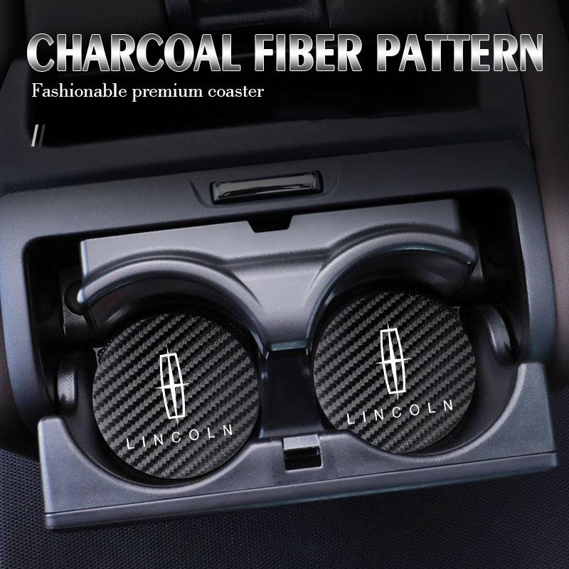 Leather Car Coaster Anti-Slip Water Cup Slot Pad For Lincoln Navigator Continental Nautilus Aviator MKZ MKX MKC MKT MKS Corsair UU111