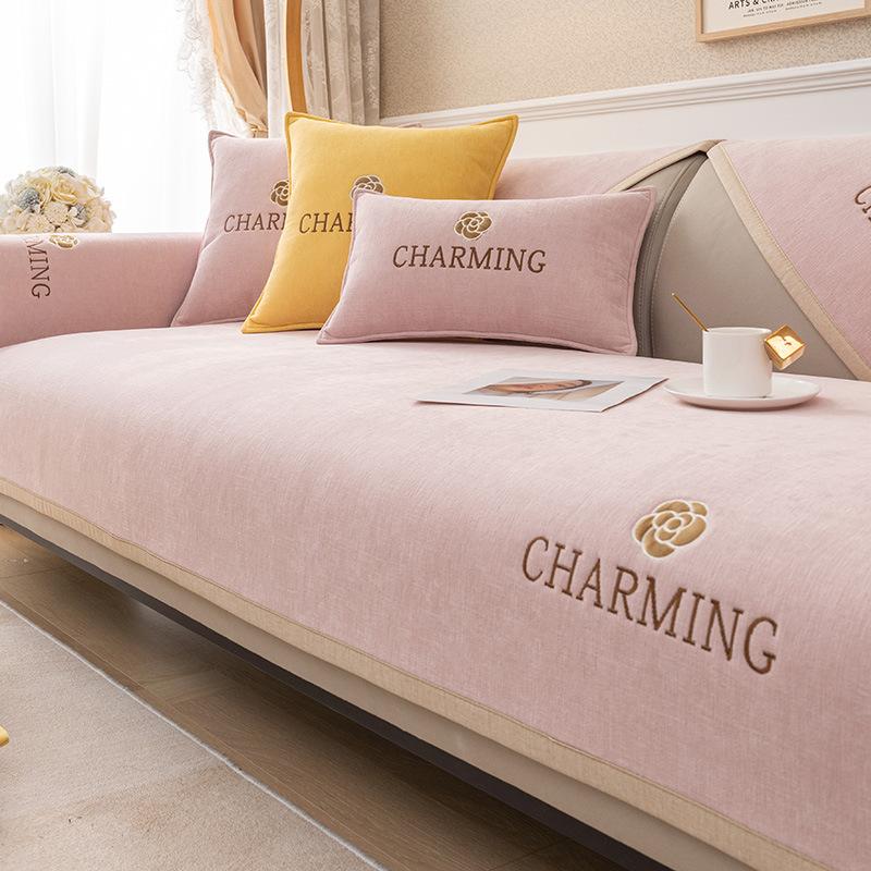

Chenille Sofa Cushion Four Seasons Universal Non-Slip Simple Leather Sofa Cover Modern High-End Combination Backrest Towel Cover Cloth 70*70