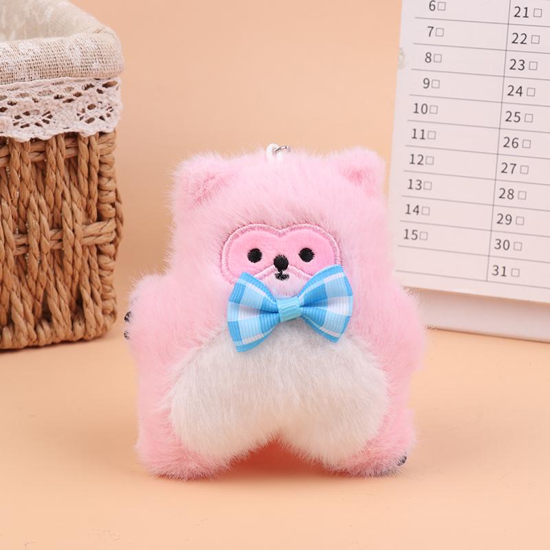 

Брелок с плюшевым котом Kawaii, мультяшный котенок, брелок с плюшевым животным, мягкий плюшевый держатель для ключей, милый кулон на рюкзак, подарки для лучших друзей розовый