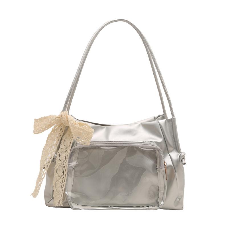 Large capacity transparent shoulder bag, new girl doll bag, casual tote bag, two-dimensional student portable messenger bag.