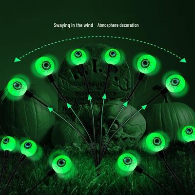 Solar Halloween Ghost Eyeball String Lights - Outdoor Stake Decoration for Festivals and Parties