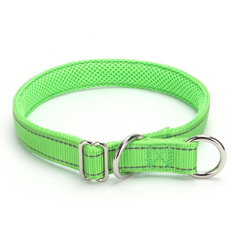 Adjustable Pet Collar Nylon Reflective Mesh Lined Anti-Suffocation P Chain Dog Chain Dog Collar for Medium & Large Dogs Training