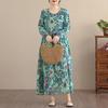 New Spring Summer Women Plus Size Vintage Floral Print Long Dress Loose Oversize Maxi Long Sleeve