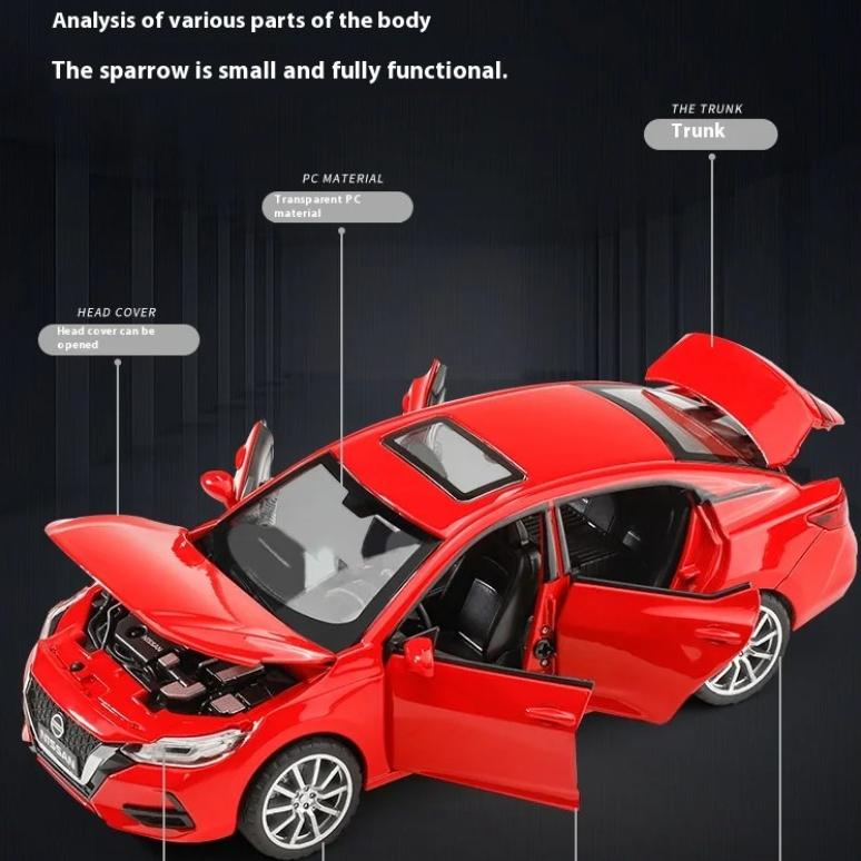 1/32 Scale Nissan Sylphy Alloy Car Diecast Metal Model Sound & Light Children Toy Simulated Miniature Car Model Kids Toys Gift for Boy