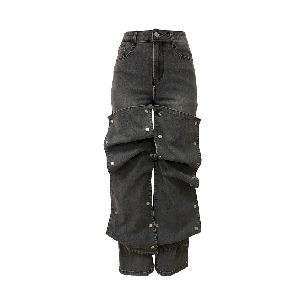 STREETRICH Fashion Detachable Buckle Irregular Jeans For Women High Waist Denim Pants Female Trendy