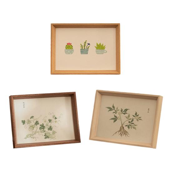 Chinese Style Picture Frame Vintage Floral Mini Photo Frame Wooden Standing Display Frame for Tabletop Wall Decor